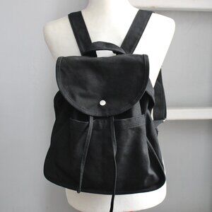 BAGGU Black Canvas Drawstring Backpack Bag